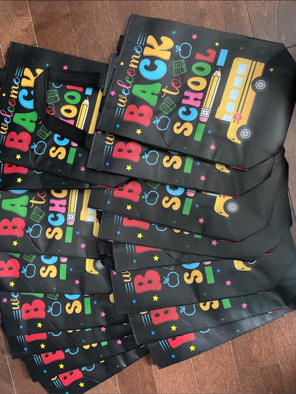 Kids 'Welcome Back to School' Tote Bag - Black lot of 12
